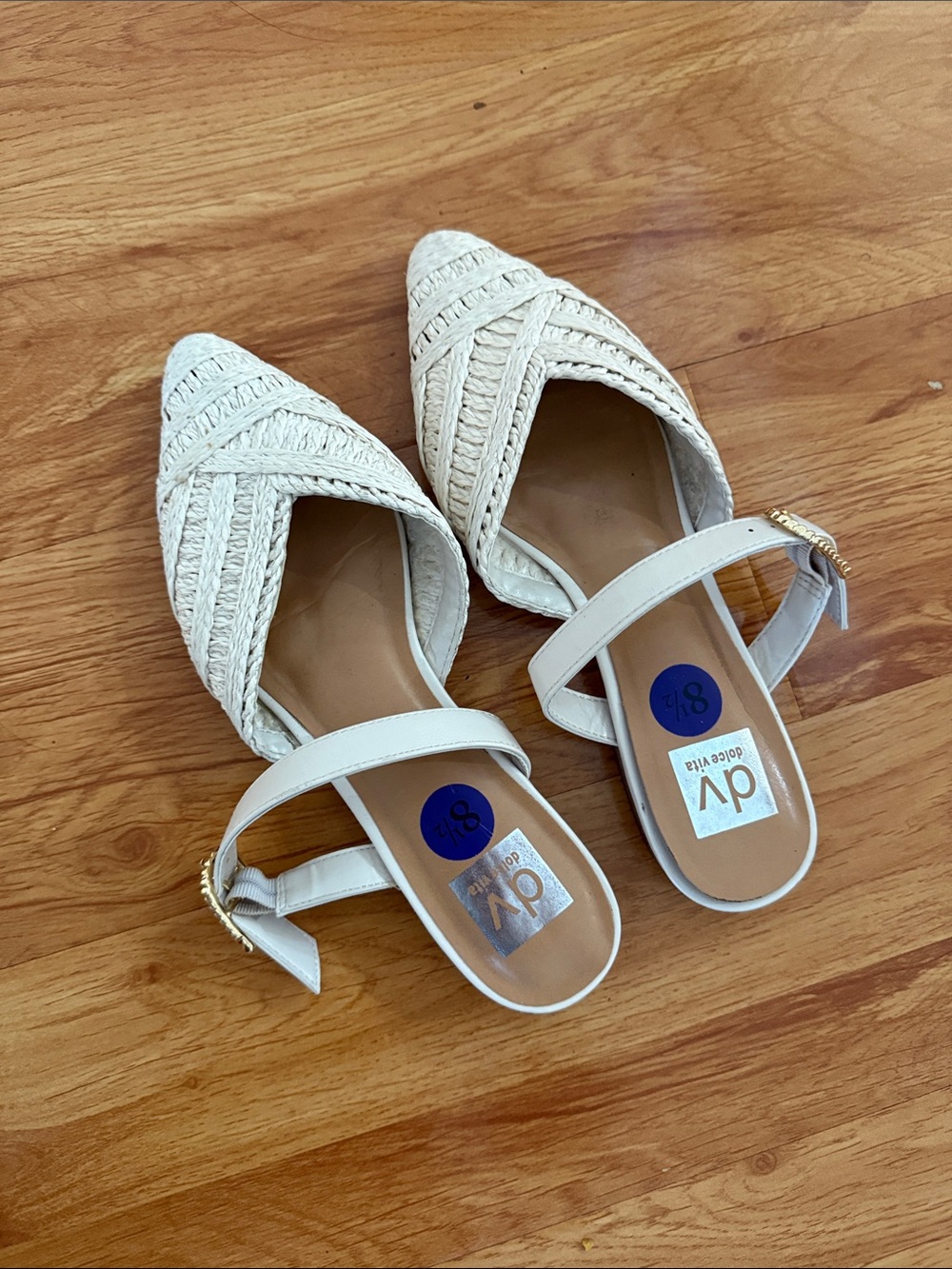 DV by Dolce Vita Cream Woven Pointed-Toe Mules